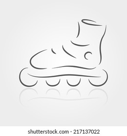 Rollerblade drawing on gray foneyu. The concept of leisure. Rollerblade logo.