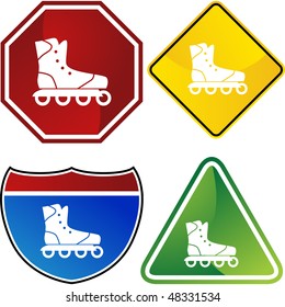 Rollerblade icon button symbol isolated on a background.