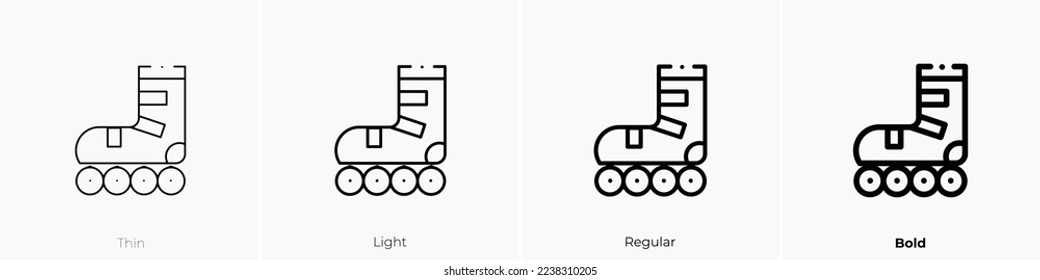 rollerblade icon. Thin, Light Regular And Bold style design isolated on white background