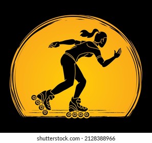 Rollerblade Player Extreme Sport Cartoon Graphic Vector