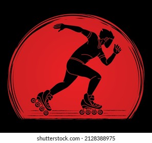 Rollerblade Player Extreme Sport Cartoon Graphic Vector