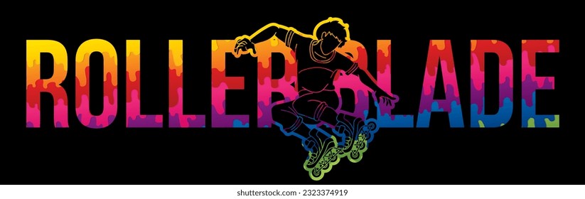 Rollerblade Player with Text Graffiti Extreme Sport Graphic Vector