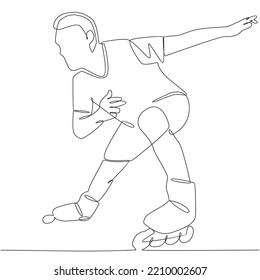 Rollerblade Players in Action Continuous Line Drawing