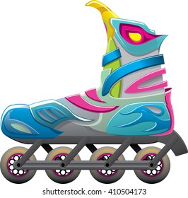 Rollerblade shoe design isolated on white. Vector illustration