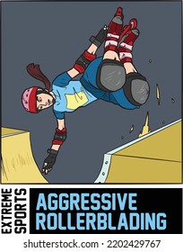 Rollerblading Extreme Sports Color Vector Illustration