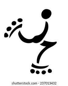 Rollerblading Figure Silhouette Sign, Vector Illustration isolated on White Background. 
