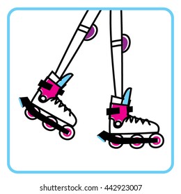 Rollerblading. Roller skates icon. Vector illustration.