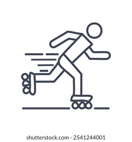 Rollerblading speed icon. Active person roller skating,  symbolizing swiftness and freedom.  Dynamic motion graphic.