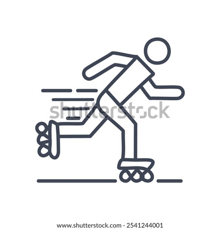 Rollerblading speed icon. Active person roller skating,  symbolizing swiftness and freedom.  Dynamic motion graphic.