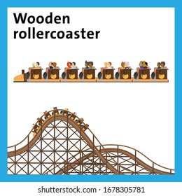 Rollercoaster cart - with part of wooden rollercoaster