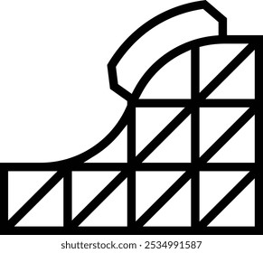 Icono de montaña rusa. Diseño de estilo lineal delgado aislado sobre fondo blanco