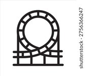 Rollercoaster track loop outline icon vector.