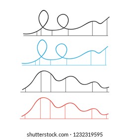 Rollercoaster vector. Rollercoaster vector silhouette park icons