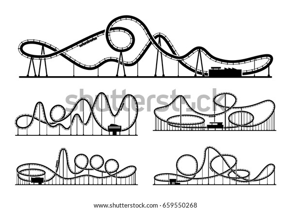 Rollercoaster Vector Silhouettes Isolate On White Stock Vector (Royalty ...