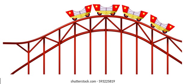 Rollercoster Empty Carts Illustration Stock Vector (Royalty Free) 593225819