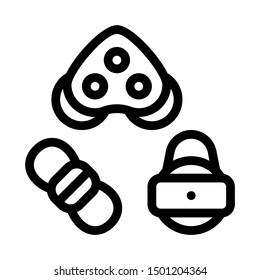 Rollers Detail Rope Movement Equipment Vector Icon Thin Line. Outline Illustration