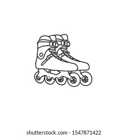 Rollers icon. Active sport accessories. Street sports element. Black and white icon isolated on white background.