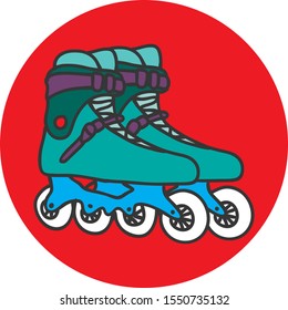 Rollers icon. Active sport accessories. Street sports element. Outdoor activity. Colorful icon isolated on white background.