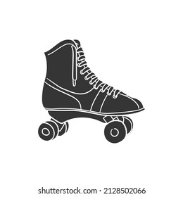 Rollers Icon Silhouette Illustration. Shoe Activity Sport Vector Graphic Pictogram Symbol Clip Art. Doodle Sketch Black Sign.