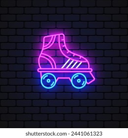 Rollers neon icon in hipster style on colorful background.