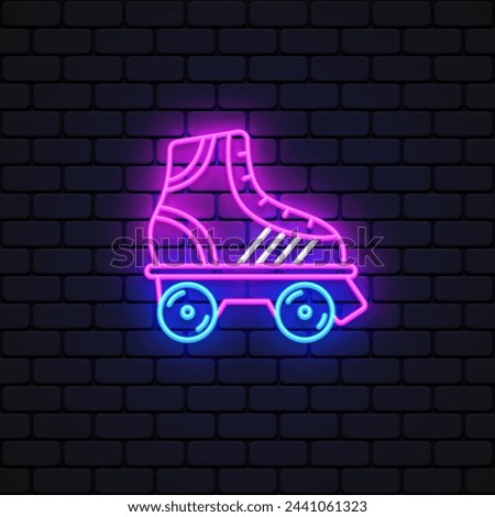 Rollers neon icon in hipster style on colorful background.