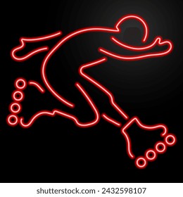 rollers neon sign, modern glowing banner design, colorful modern design trend on black background. Vector illustration.