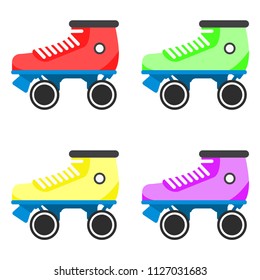 Rollers are old. Set of colorful rollers. The color is red-blue, green-blue, yellow-blue, lilac-blue. Vector illustration. EPS 10.
