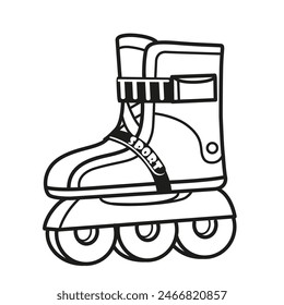 Rollers outlined for coloring page on white background. Image produced without the use of any form of AI software at any stage