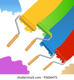 Rollers and paint strokes, vector eps10 illustration