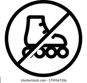 Rollers Prohibition Flat Icon Isolated On White Background