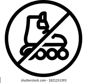 Rollers Prohibition Flat Icon Isolated On White Background