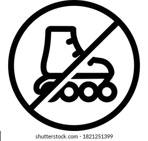 Rollers Prohibition Flat Icon Isolated On White Background