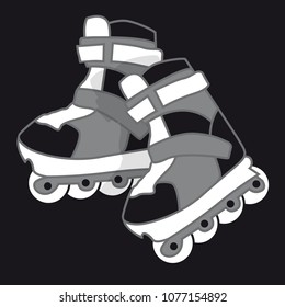 rollers, rollerblading, vector illustration for printing on T-shirts, posters, sports icon black and white