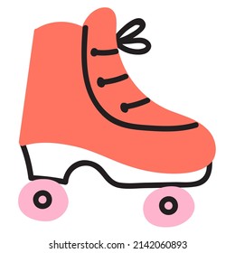 Rollers skate. Hand drawn icon vector illustration on white background.