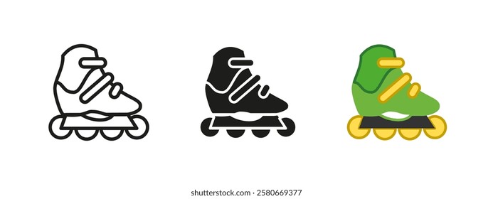 Rollers skates icon. Outdoor skating vector illustration. High-speed activity symbol. Sport and fitness sign. Recreation, exercise, and competition concept.