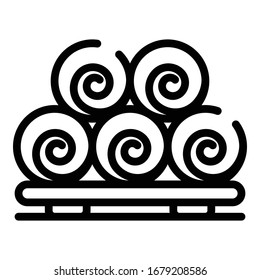 Rollers towels in the sauna icon. Outline rollers towels in the sauna vector icon for web design isolated on white background
