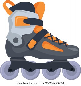 Rollerskate cartoon icon. Retro outdoor fun activity equipment isolated on white background