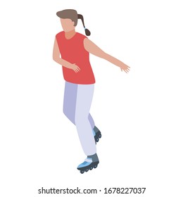 Rollerskate girl icon. Isometric of rollerskate girl vector icon for web design isolated on white background