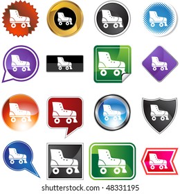 Rollerskate icon button symbol isolated on a background.