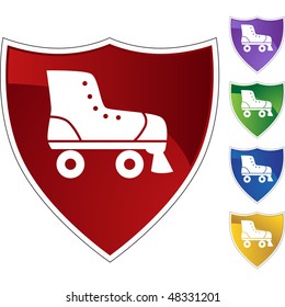 Rollerskate icon button symbol isolated on a background.