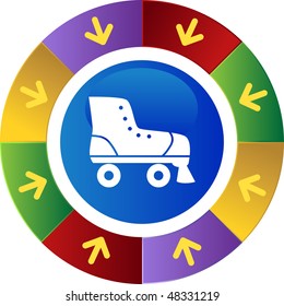 Rollerskate icon button symbol isolated on a background.