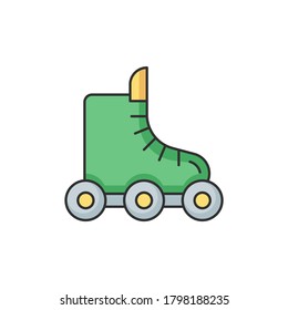 Rollerskate RGB color icon. Footwear for derby. Roller blades. Boot for fitness. Extreme sport. Rollerblading exercise. Entertainment competition. Sport and recreation. Isolated vector illustration