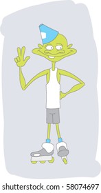 Roller-skater on a white background