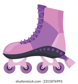 Rollerskates. Cartoon roller skates, retro footwear on wheels, kid sport shoes. Inline skates vector icon. Summer sport equipment