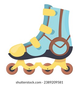 Rollerskates. Cartoon roller skates, retro footwear on wheels, kid sport shoes. Inline skates vector icon. Summer sport equipment