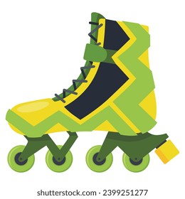 Rollerskates. Cartoon roller skates, retro footwear on wheels, kid sport shoes. Inline skates vector icon. Summer sport equipment