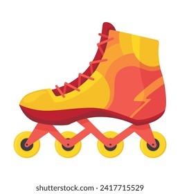 Rollerskates. Cartoon roller skates, retro footwear on wheels, kid sport shoes. Inline skates vector icon. Summer sport equipment