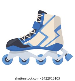 Rollerskates. Cartoon roller skates, retro footwear on wheels, kid sport shoes. Inline skates vector icon. Summer sport equipment