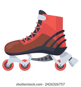 Rollerskates. Cartoon roller skates, retro footwear on wheels, kid sport shoes. Inline skates vector icon. Summer sport equipment