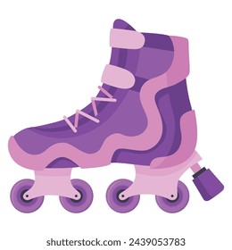 Rollerskates. Cartoon roller skates, retro footwear on wheels, kid sport shoes. Inline skates vector icon. Summer sport equipment